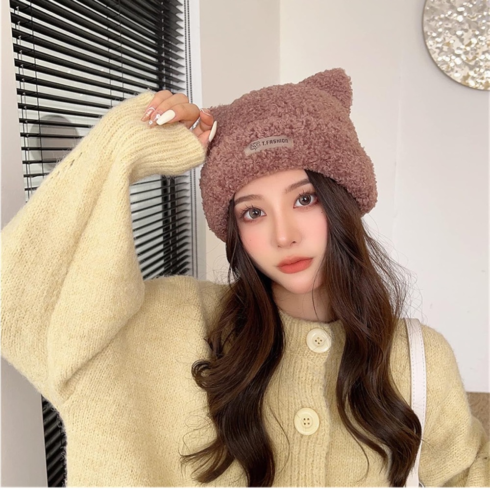 Fuzzy Cat Ears Beanie Hat